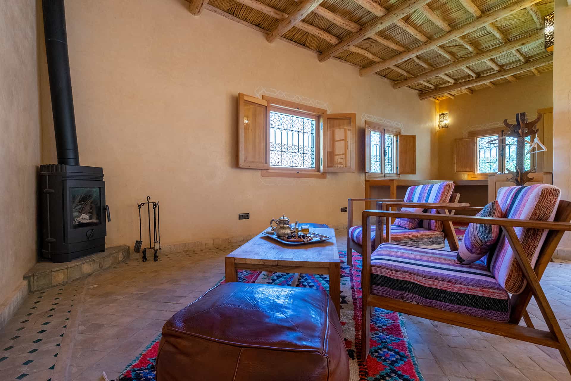 Berber Lodge lounge during the day, Kasbah du Toubkal