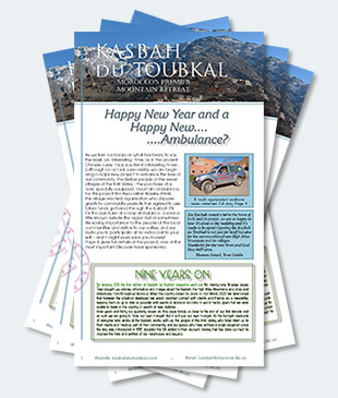 Covers of the thirty-eighth edition of the Kasbah du Toubkal newsletter