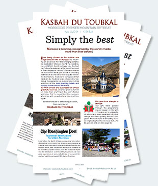 Covers of the thirty-fifth edition of the Kasbah du Toubkal newsletter
