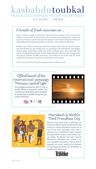 The cover of the thirty-second edition of the Kasbah du Toubkal newsletter