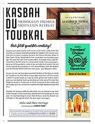 The cover of the twenty-fourth edition of the Kasbah du Toubkal newsletter