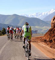 Riders cycling through the Ourika Valley