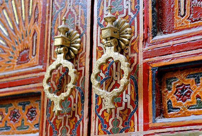 Ornate painted door in Fez